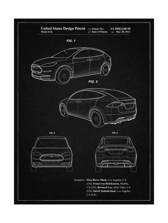 PP1093,Vintage Black Tesla Model S Poster Giclee Print by Cole Borders